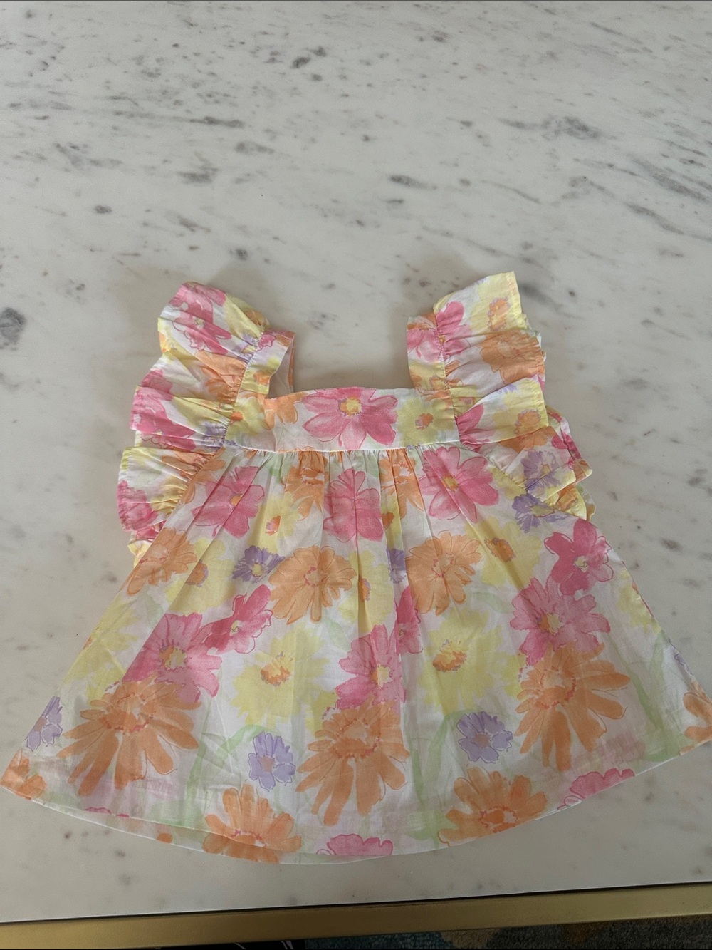 Janie and Jack Floral Summer Dress in Pink, Orange, Yellow